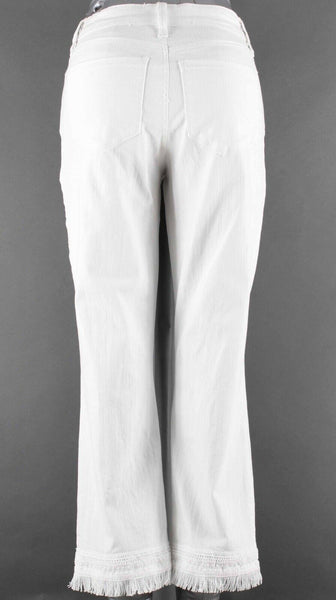 NYDJ Billie Sz 2 X 26 White Ankle Boot Embroidered Cotton Blend Crop Pant