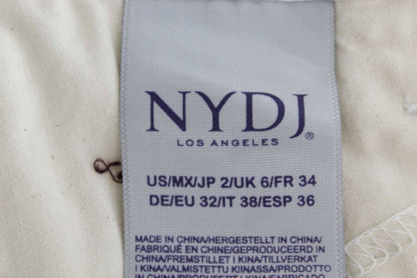 NYDJ Billie Sz 2 X 26 White Ankle Boot Embroidered Cotton Blend Crop Pant