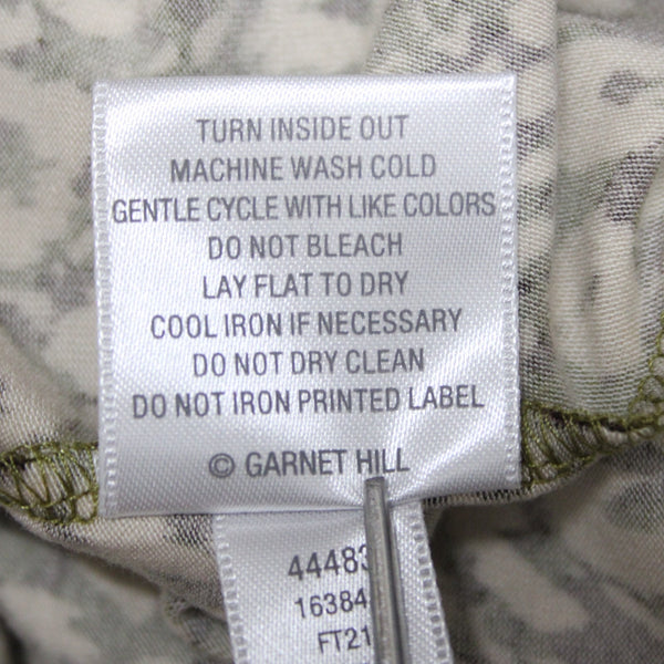 Garnet Hill Sz S Olive Green Brown Cream Tencel Spandex Blend Peasant Top