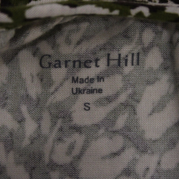 Garnet Hill Sz S Olive Green Brown Cream Tencel Spandex Blend Peasant Top