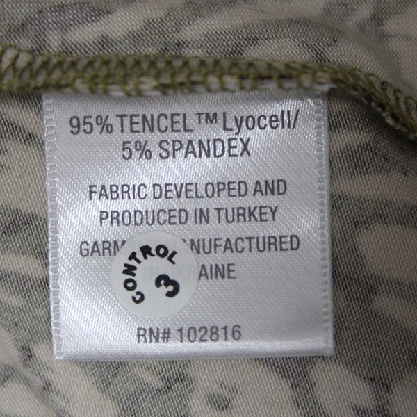 Garnet Hill Sz S Olive Green Brown Cream Tencel Spandex Blend Peasant Top