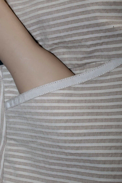 Liz Claiborne NEW $69 Audra Sz 12 x 32 Tan Cream 100% Cotton Striped Pant