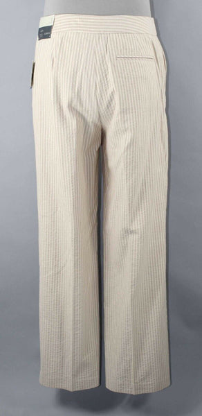 Liz Claiborne NEW $69 Audra Sz 12 x 32 Tan Cream 100% Cotton Striped Pant