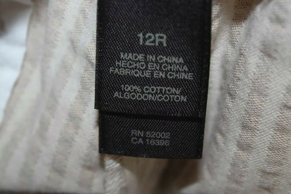 Liz Claiborne NEW $69 Audra Sz 12 x 32 Tan Cream 100% Cotton Striped Pant