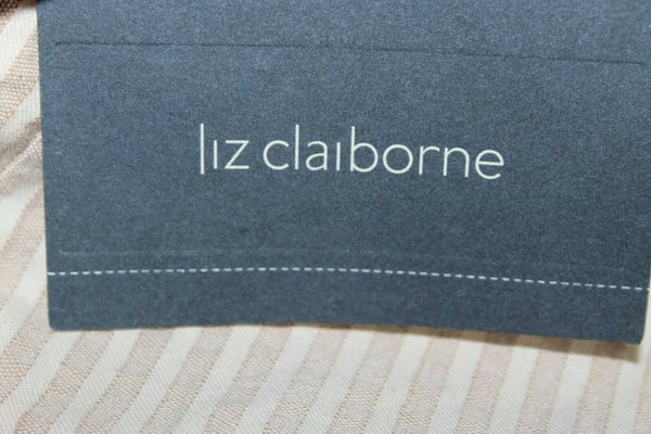 Liz Claiborne NEW $69 Audra Sz 12 x 32 Tan Cream 100% Cotton Striped Pant