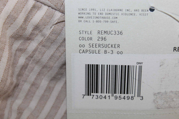 Liz Claiborne NEW $69 Audra Sz 12 x 32 Tan Cream 100% Cotton Striped Pant