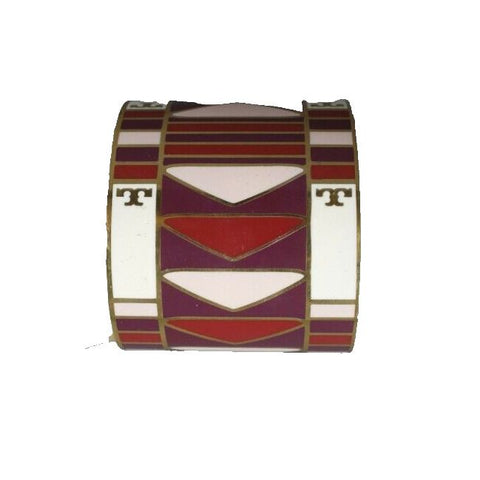 Tory Burch Goldtone Purple Burgundy Pink Cuff Bracelet