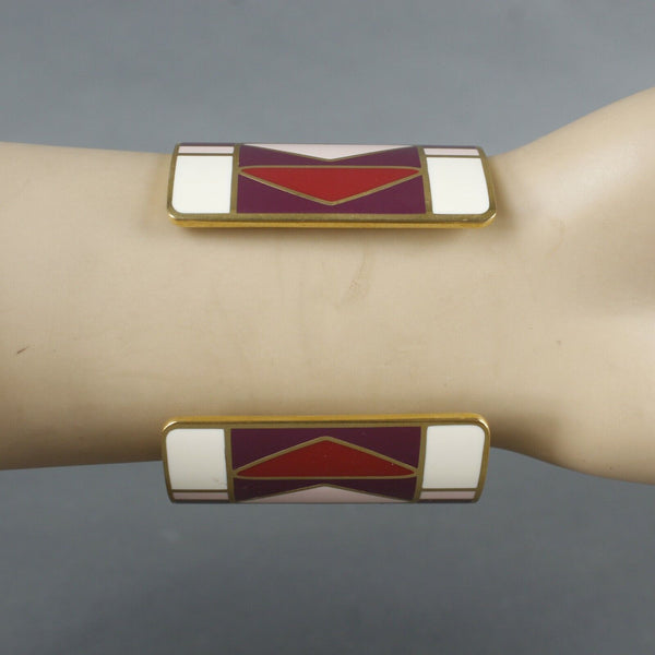 Tory Burch Goldtone Purple Burgundy Pink Cuff Bracelet
