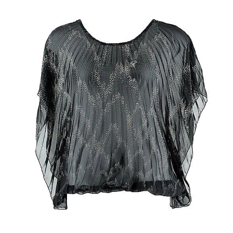Romeo & Juliet Couture NEW $59 Sz L Black Gray Sheer Polyester Blouson Top