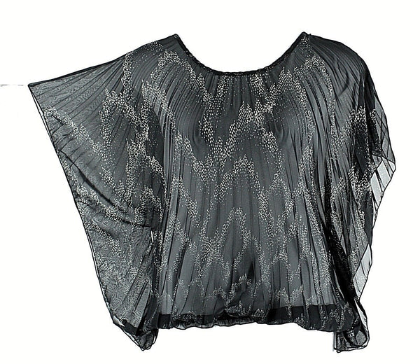 Romeo & Juliet Couture NEW $59 Sz L Black Gray Sheer Polyester Blouson Top