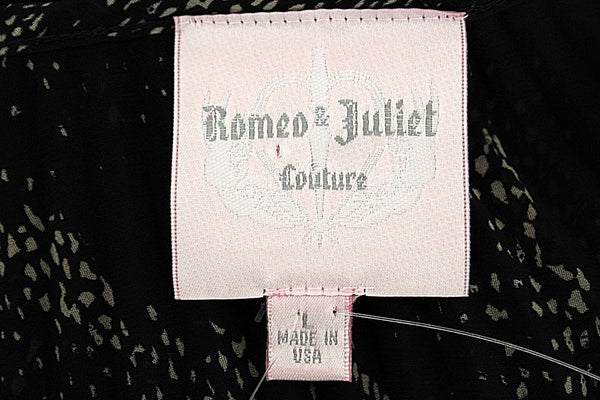 Romeo & Juliet Couture NEW $59 Sz L Black Gray Sheer Polyester Blouson Top