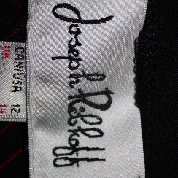 Joseph Ribkoff Sz 12 Black Red Bodycon Zip V Neck Unlined Polyester Rayon Dress