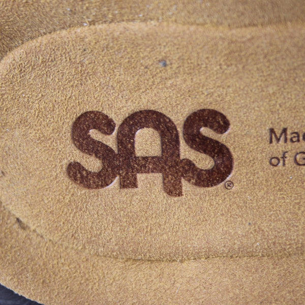 SAS Wedge Sandals Sz 9.5 W Brown Bronze Buckle Open Toe Leather 2" Wedge Sandal