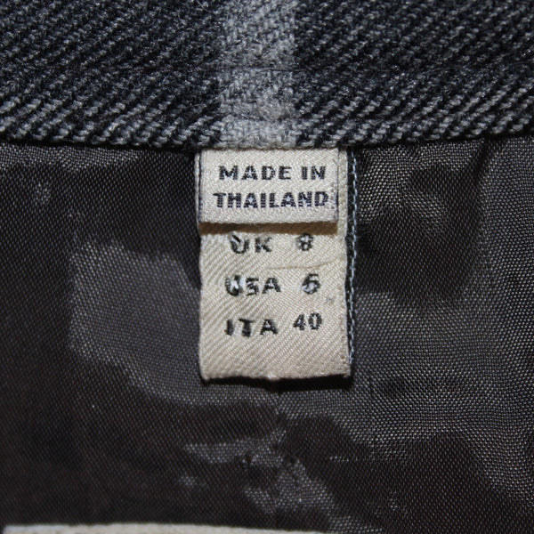 Burberry London Dress Sz 6 Gray Black Plaid Belted Lined Wool Nylon Dress