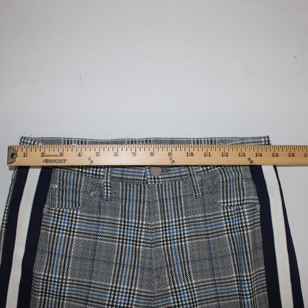 Mother Pant Sz 28 x 27 Black Blue White Striped Side Plaid Straight Cotton Pant