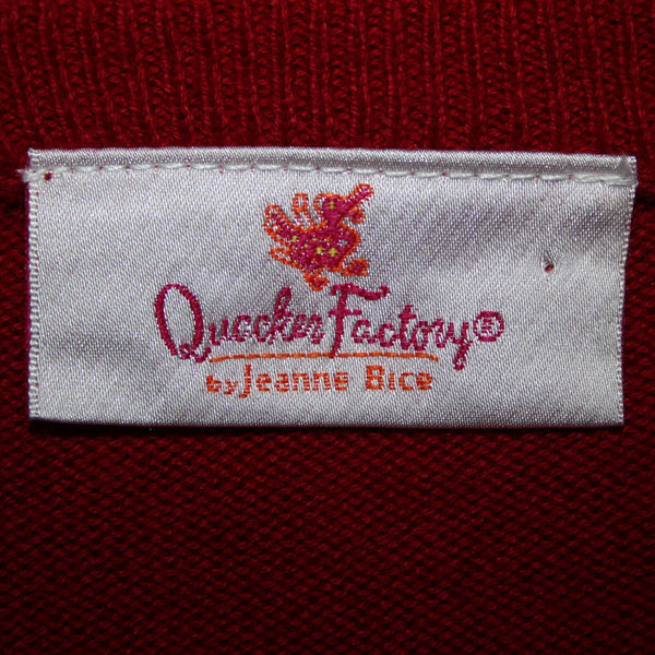 Quaker Factory Sz M Red Multi Sequin Kitty Cat With Xmas Tree Cotton Sweater