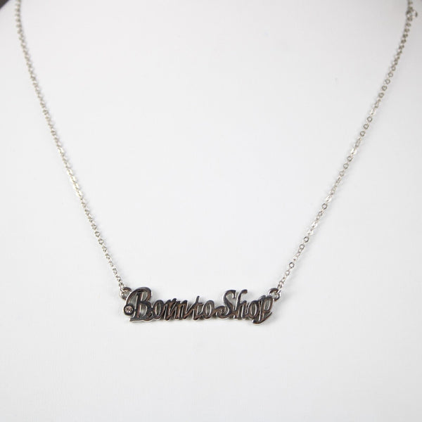 BORNTOSHOP Name Silvertone Rhinestone 14.5" w 4.5" Multi Ring Extender Necklace