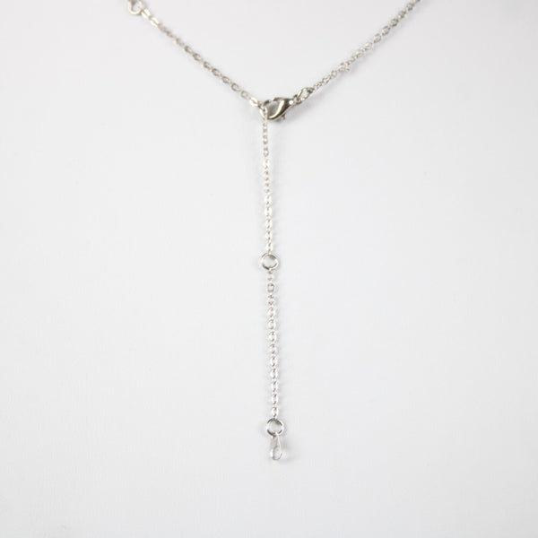 BORNTOSHOP Name Silvertone Rhinestone 14.5" w 4.5" Multi Ring Extender Necklace