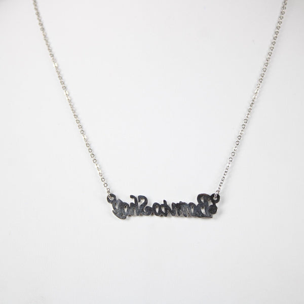 BORNTOSHOP Name Silvertone Rhinestone 14.5" w 4.5" Multi Ring Extender Necklace