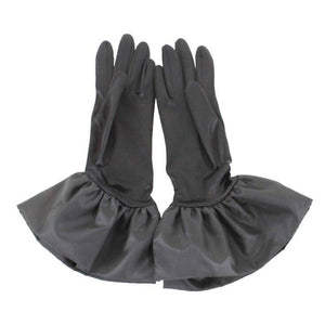 Isotoner NEW OS Black Satin Body 3" Acetate Ruffle Dramatic Evening Gloves