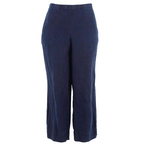 J Jill Missy Sz S X 25 Navy Pockets Pull On 100% Linen Crop Pant