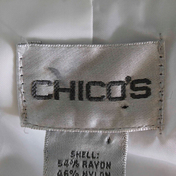 Chicos Sz 1 Gray White Floral Burnout Polyester Lined Rayon Nylon Jacket