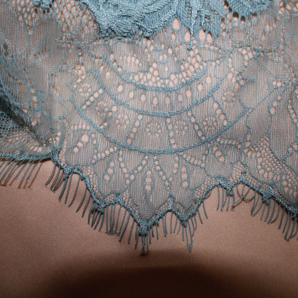 Francescas Sz XXS Blue Tan Lace Lined V Neck Sleeveless 100% Nylon/Poly Dress