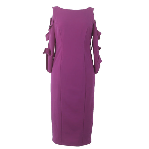 Donna Morgan Dress NEW Sz 4 Orchid Purple Cold Shoulder Polyester Spandex Dress