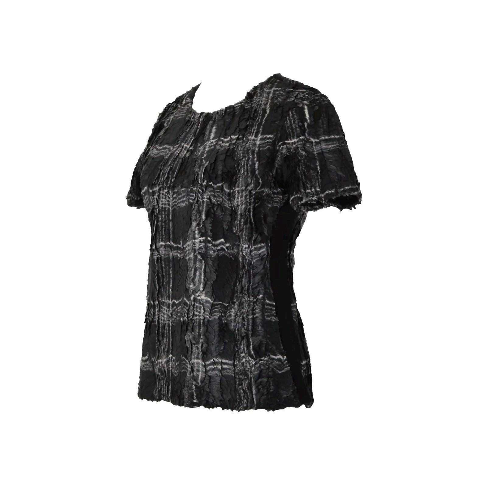 BCBG maxazria NEW $198 Tulum Sz S Black White Combo Eyelash 100% Polyester Top