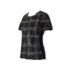 BCBG maxazria NEW $198 Tulum Sz S Black White Combo Eyelash 100% Polyester Top