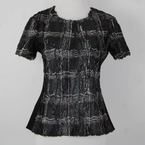 BCBG maxazria NEW $198 Tulum Sz S Black White Combo Eyelash 100% Polyester Top