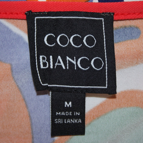 Coco Bianco Top NEW $79 Sz M Orange Multi Color Floral Polyester Spandex Top