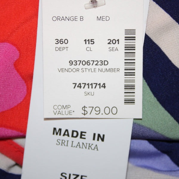 Coco Bianco Top NEW $79 Sz M Orange Multi Color Floral Polyester Spandex Top