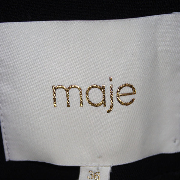 Maje Blazer Jacket NEW $445 Veste Sz 36 Black Faux Pockets Poly Viscose Jacket