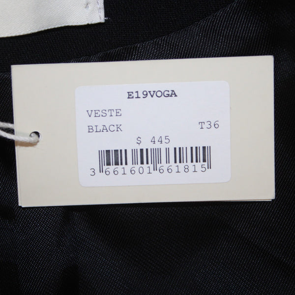 Maje Blazer Jacket NEW $445 Veste Sz 36 Black Faux Pockets Poly Viscose Jacket