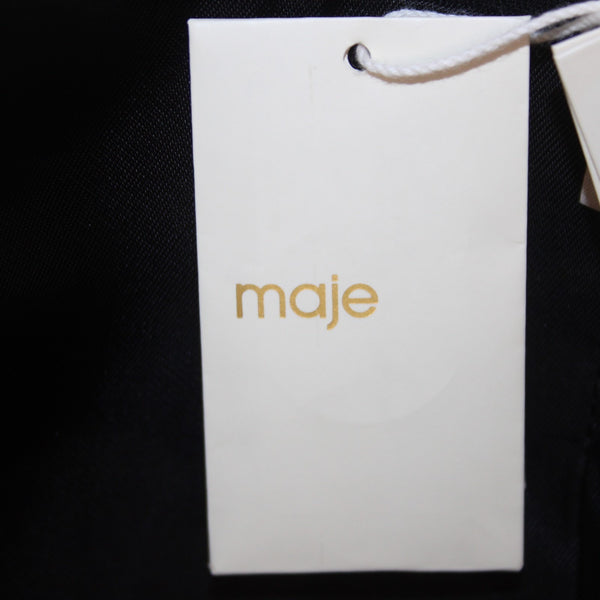 Maje Blazer Jacket NEW $445 Veste Sz 36 Black Faux Pockets Poly Viscose Jacket