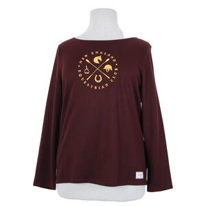 Talbots NEW Sz XL Burgundy Red Yellow Embroid New England Equestrian Club Top