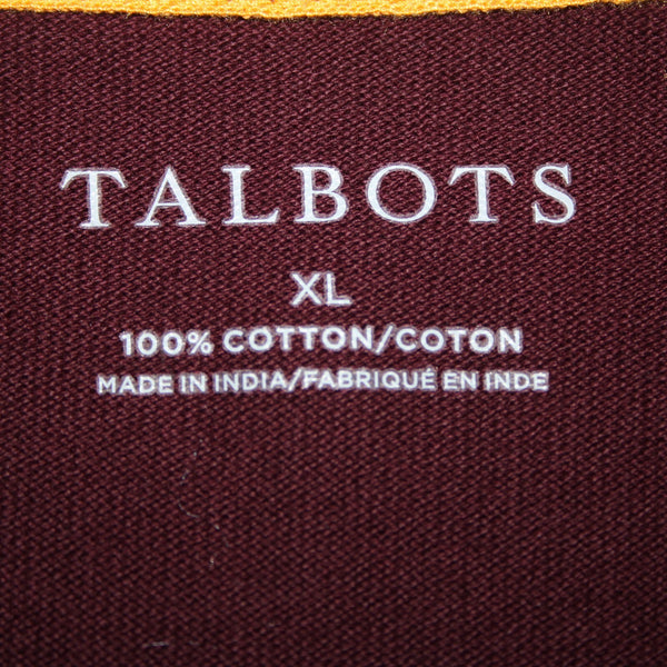 Talbots NEW Sz XL Burgundy Red Yellow Embroid New England Equestrian Club Top