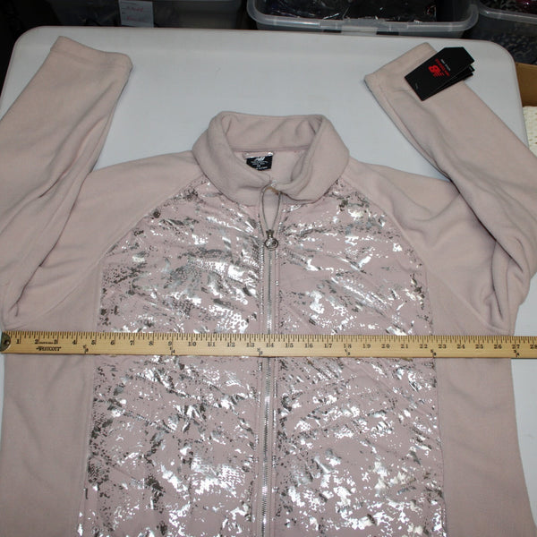 New Balance NEW $79 Sz 3X Pink Silver Collared Pockets 100% Polyester Jacket