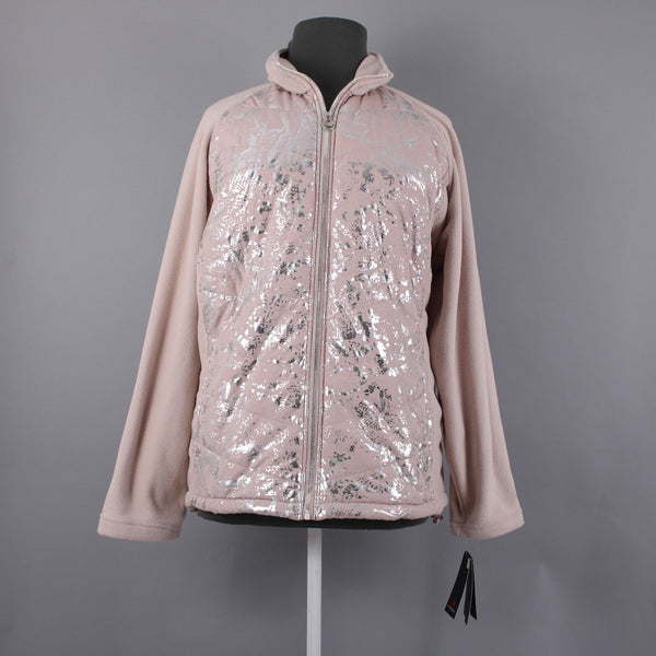 New Balance NEW $79 Sz 3X Pink Silver Collared Pockets 100% Polyester Jacket