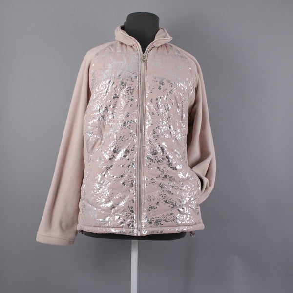 New Balance NEW $79 Sz 3X Pink Silver Collared Pockets 100% Polyester Jacket
