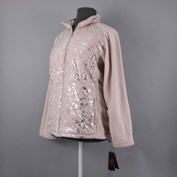 New Balance NEW $79 Sz 3X Pink Silver Collared Pockets 100% Polyester Jacket