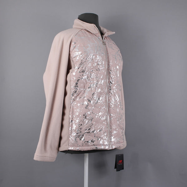 New Balance NEW $79 Sz 3X Pink Silver Collared Pockets 100% Polyester Jacket