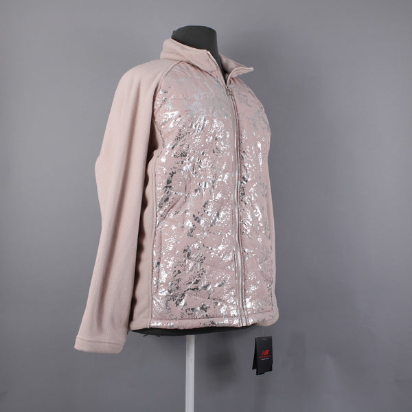 New Balance NEW $79 Sz 3X Pink Silver Collared Pockets 100% Polyester Jacket