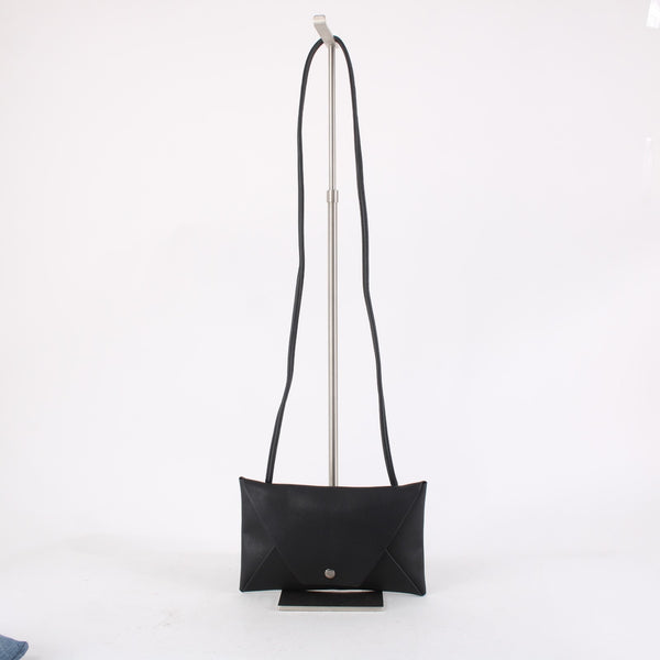 Mark Fran Purse 9 x 6 x 1 Black Envelope Shape AS IS Leather Crossbody Purse