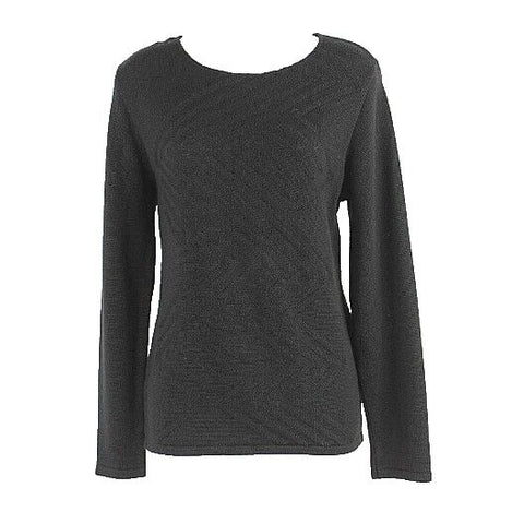 SaPi Maglierie Sz L Black LS Textured Wool Knit Acrylic Sweater