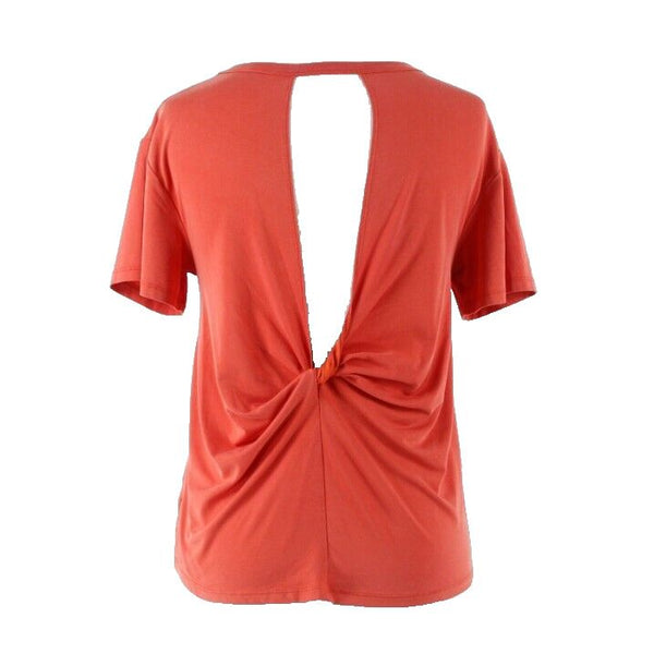 Joy Lab Sz XS Orange Open Twist Back Modal Poly Spandex Stretch Knit Top