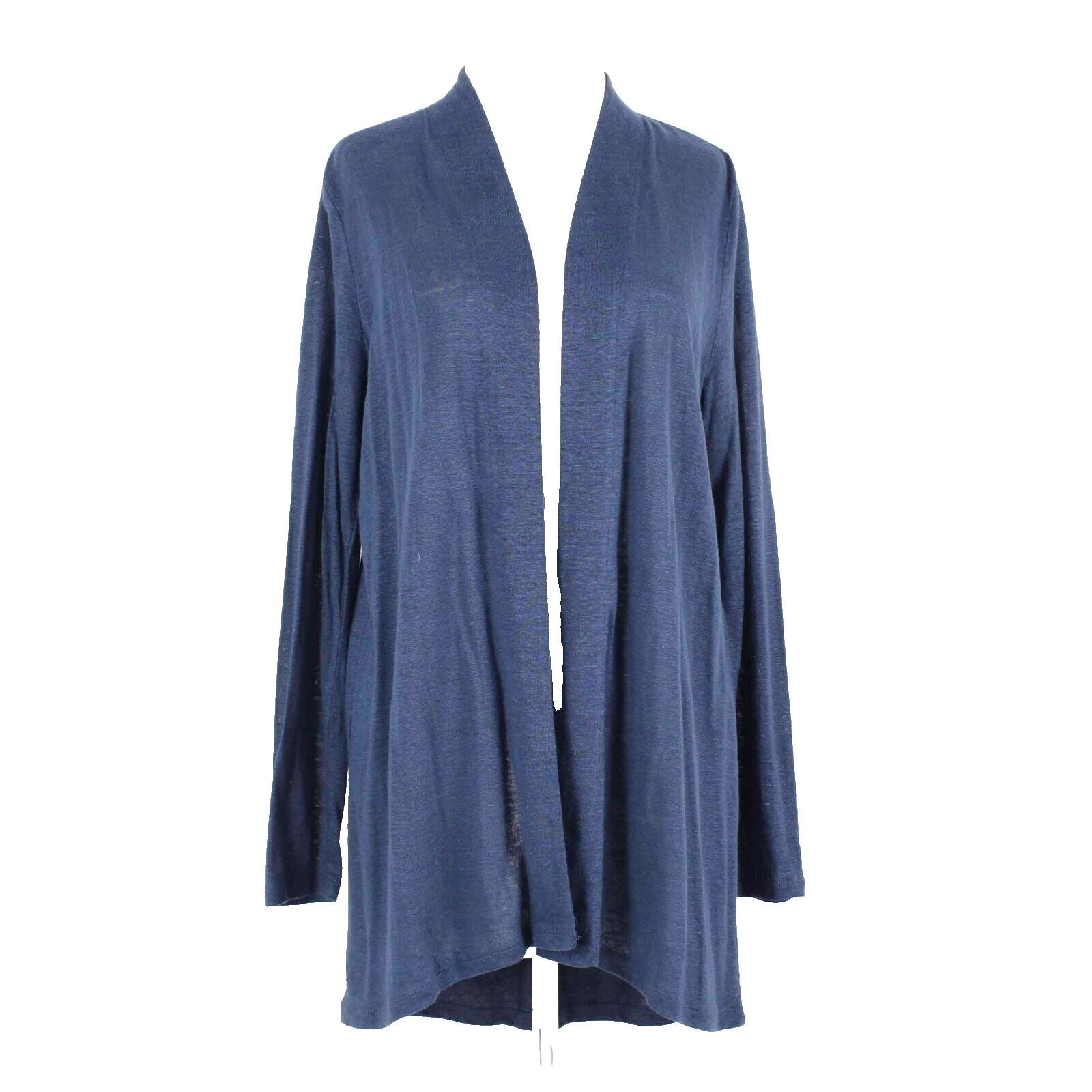 J Jill NEW $69 Sz S Indigo Blue Ruffle Back 100% Linen Wrap
