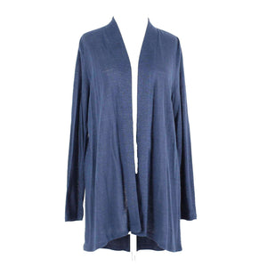 J Jill NEW $69 Sz S Indigo Blue Ruffle Back 100% Linen Wrap