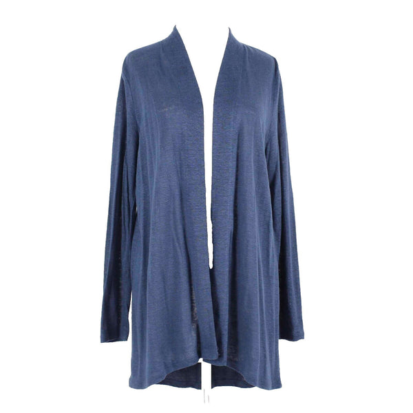 J Jill NEW $69 Sz S Indigo Blue Ruffle Back 100% Linen Wrap